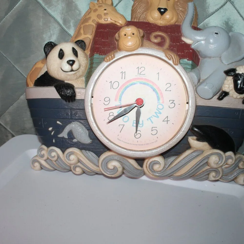 Vintage Noah's Ark Wall Clock Nursery Baby‎ Room Two By Two (Missing Glass) *BB